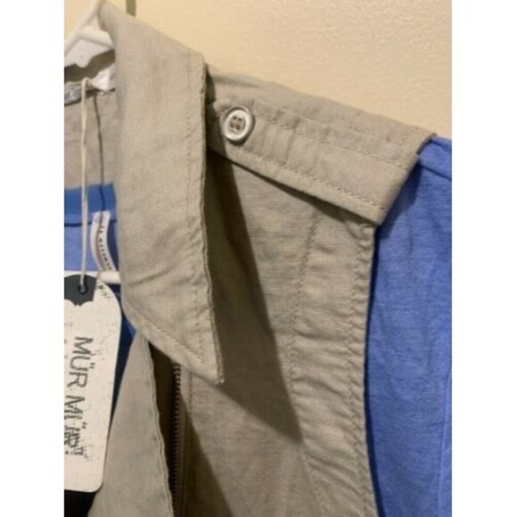 Mur Mur Khaki Vest 100% Linen Zip Up - Picture 7 of 12